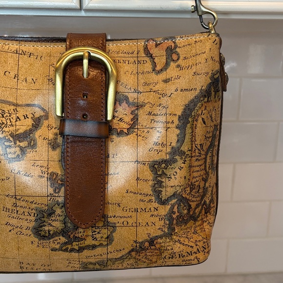 Patricia Nash Bag Purse Handbag Leather Vintage Irving Europe Map Shoulder Bag - Picture 4 of 17
